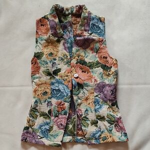 Vintage Style Floral Tapestry Vest